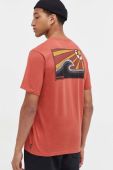 Бавовняна футболка Rip Curl колір червоний з принтом
