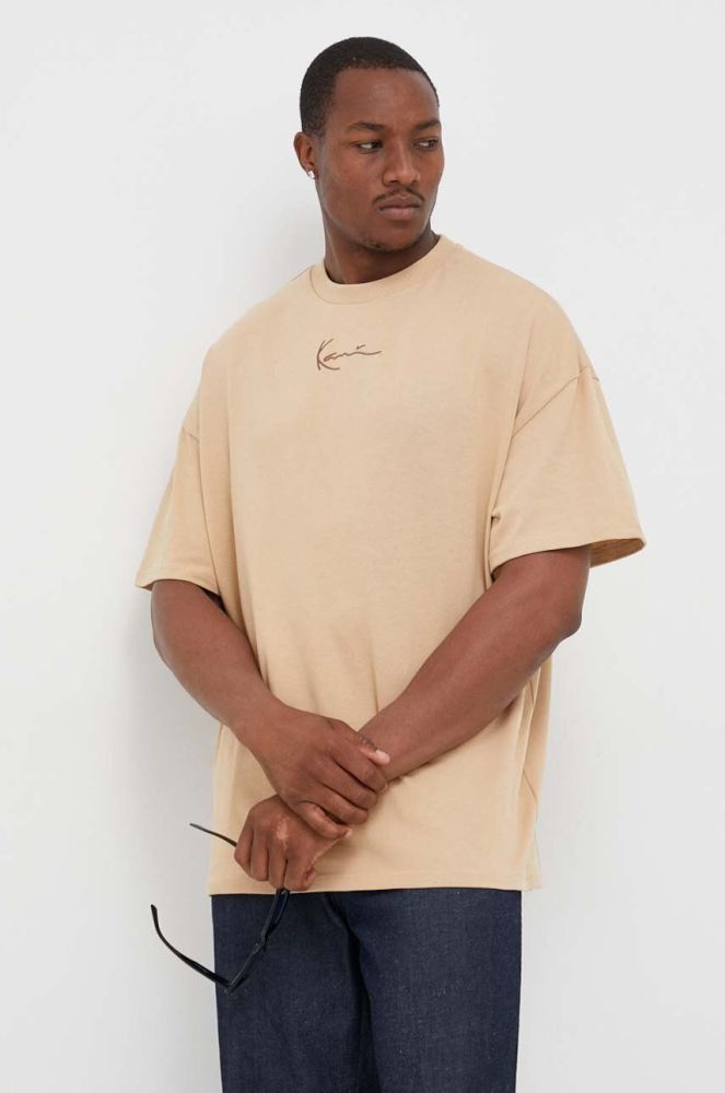 Бавовняна футболка Karl Kani колір бежевий однотонний