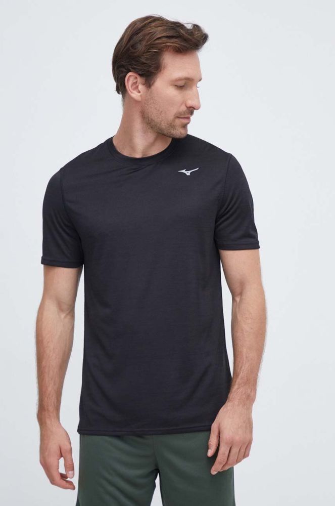 Бігова футболка Mizuno Impulse колір чорний меланж