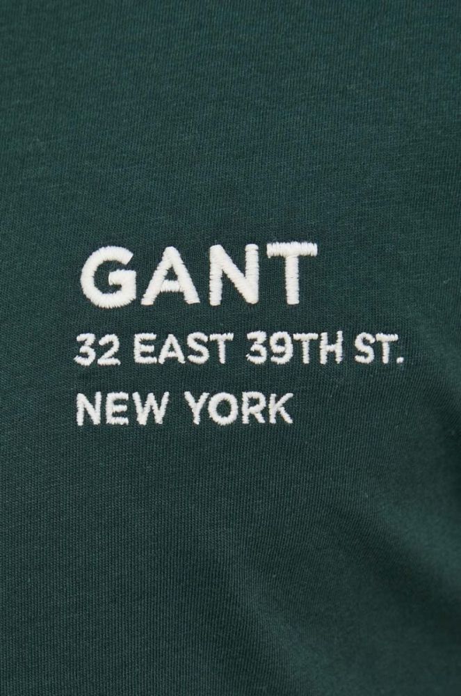Бавовняна футболка Gant колір зелений з аплікацією фото 5