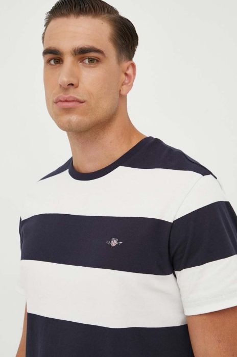 Бавовняна футболка Gant чоловічий колір білий візерунок