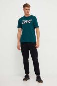 Бавовняна футболка Reebok колір зелений з принтом (3551760)