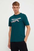 Бавовняна футболка Reebok колір зелений з принтом (3551760)