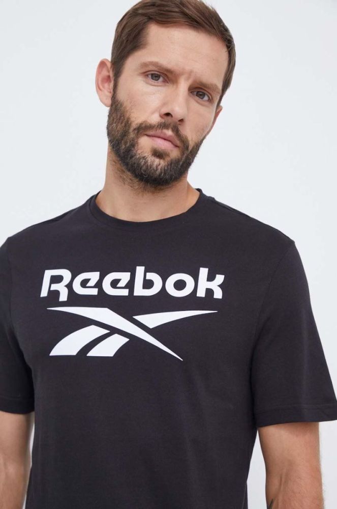 Бавовняна футболка Reebok колір чорний з принтом (3565093) фото 4