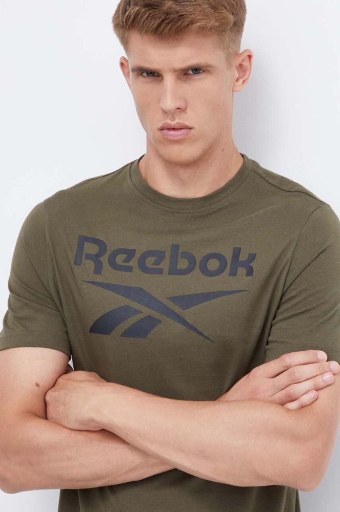 Бавовняна футболка Reebok колір зелений з принтом (3551762)