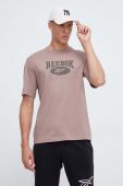 Бавовняна футболка Reebok Classic колір коричневий з принтом