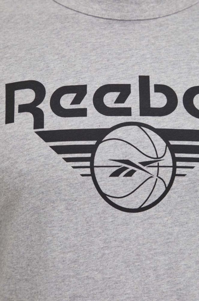 Бавовняна футболка Reebok Classic Basketball колір сірий з принтом фото 4