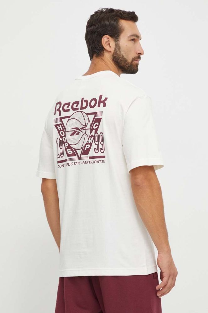 Бавовняна футболка Reebok Classic Basketball колір бежевий з принтом (3569928)