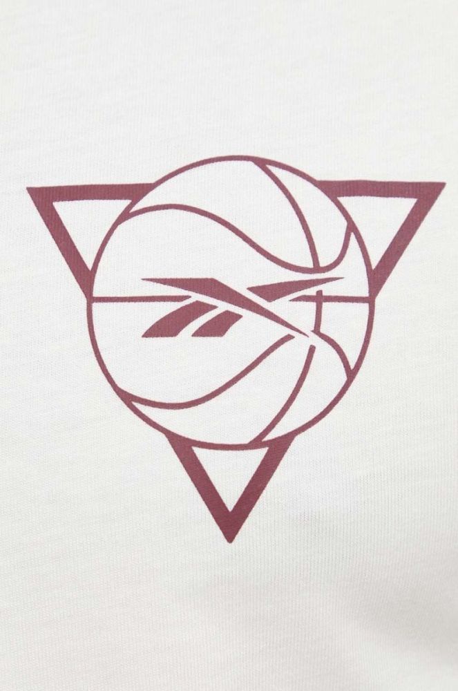 Бавовняна футболка Reebok Classic Basketball колір бежевий з принтом (3569928) фото 5
