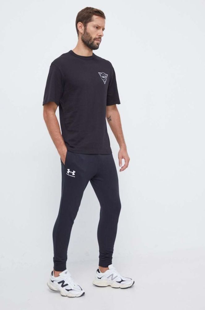 Бавовняна футболка Reebok Classic Basketball колір чорний з принтом (3569983) фото 2