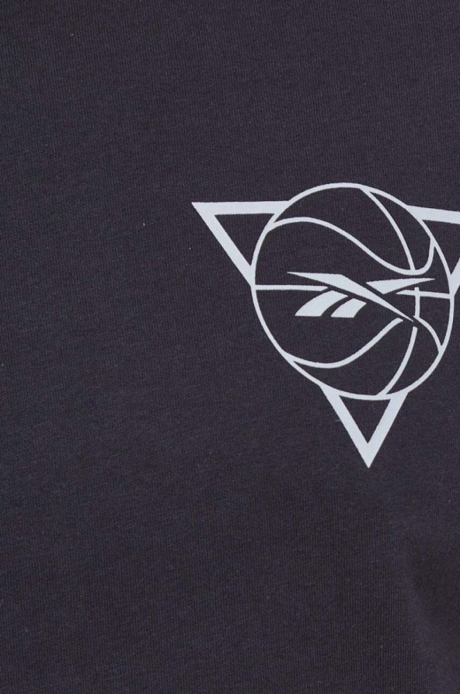 Бавовняна футболка Reebok Classic Basketball колір чорний з принтом (3569983) фото 5