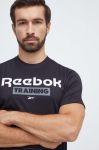Тренувальна футболка Reebok колір чорний з принтом (3635550)
