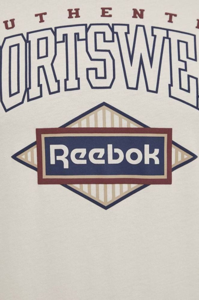 Бавовняна футболка Reebok Classic колір бежевий з принтом фото 5