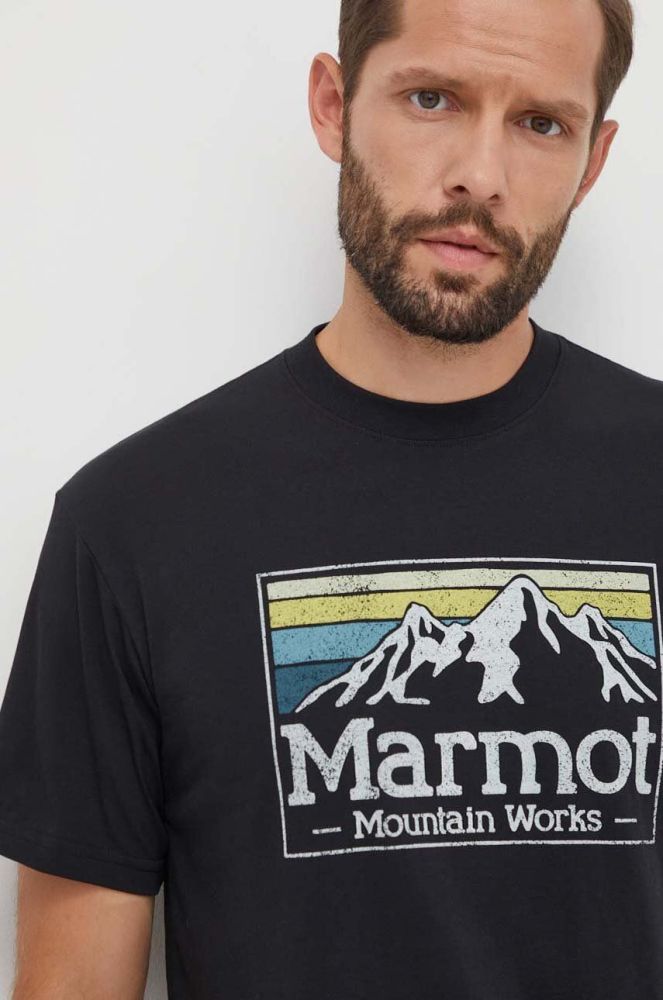 Спортивна футболка Marmot MMW Gradient колір чорний з принтом