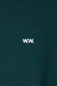 Бавовняна футболка Wood Wood колір зелений однотонний