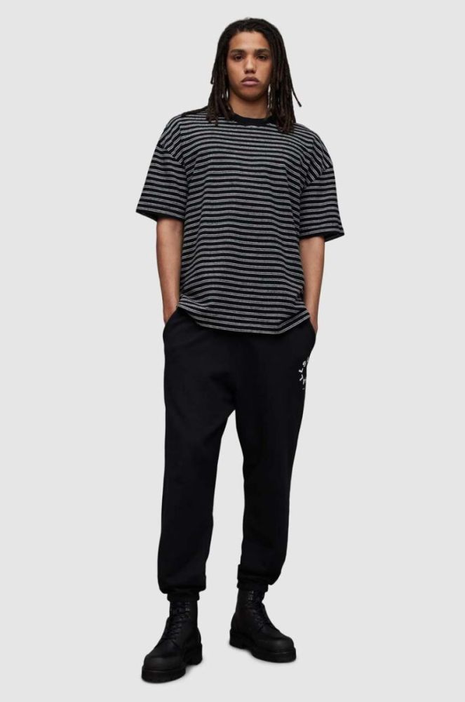 Бавовняна футболка AllSaints RICKY SS CREW колір чорний візерунок фото 5