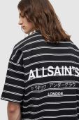 Бавовняна футболка AllSaints UNDERGROUND STRIPE S колір сірий візерунок
