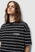 Бавовняна футболка AllSaints UNDERGROUND STRIPE S колір сірий візерунок
