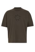 Бавовняна футболка AllSaints TIERRA SS CREW колір зелений з принтом