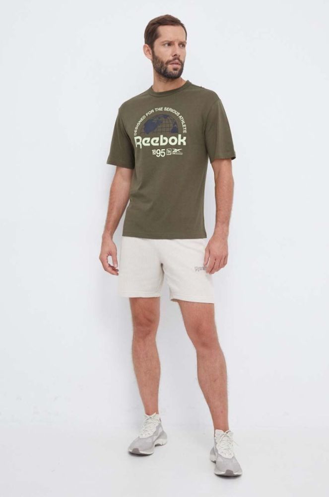 Бавовняна футболка Reebok колір зелений з принтом (3569006) фото 2