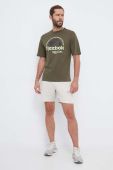 Бавовняна футболка Reebok колір зелений з принтом (3569006)