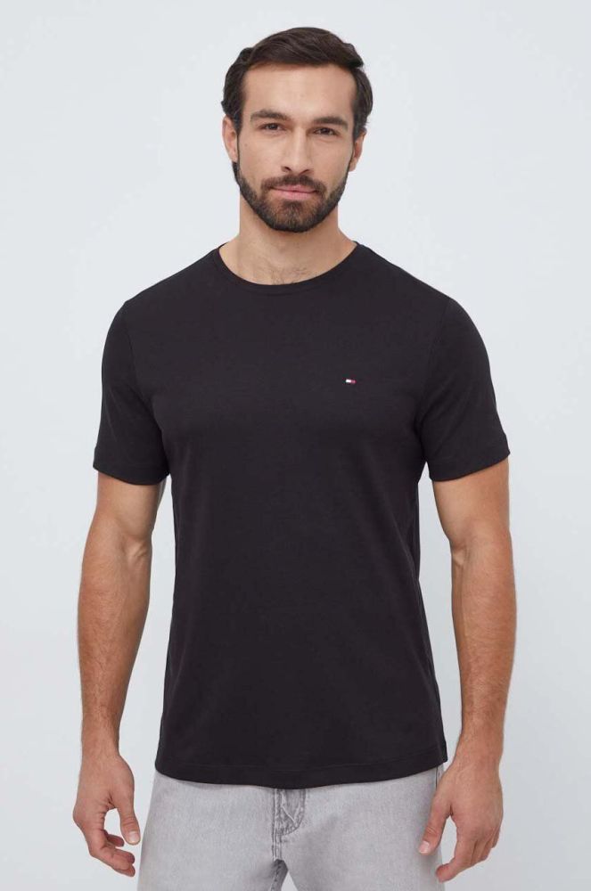 Бавовняна футболка Tommy Hilfiger колір чорний однотонний