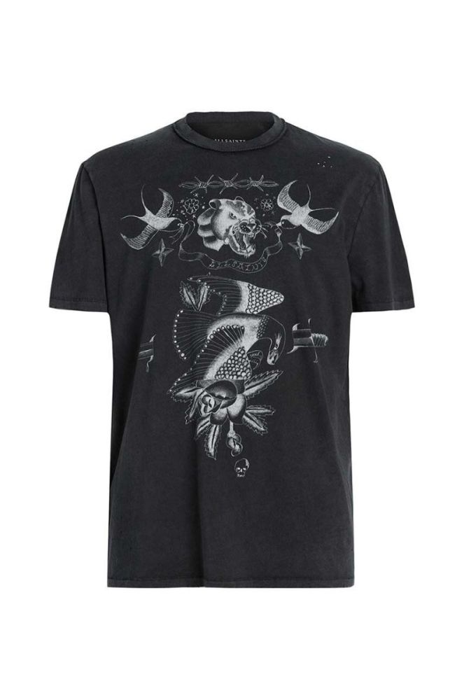 Футболка AllSaints MG017Z PARLOUR SS CREW чоловіча колір чорний візерунок фото 5