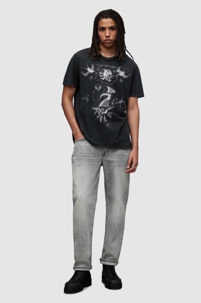 Футболка AllSaints MG017Z PARLOUR SS CREW чоловіча колір чорний візерунок фото 4