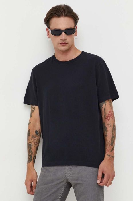 Бавовняна футболка AllSaints чоловічий колір чорний однотонний