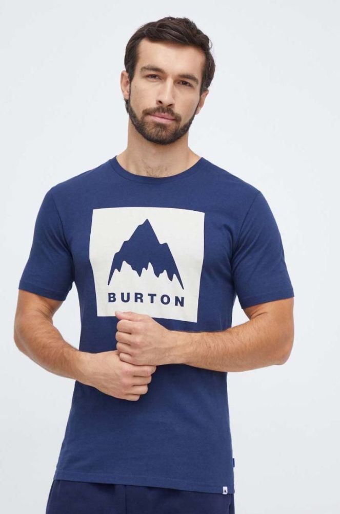Бавовняна футболка Burton чоловічий колір синій з принтом фото 4