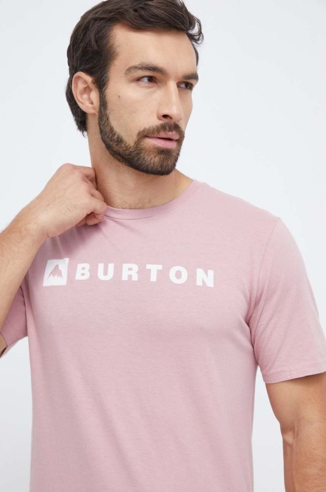 Бавовняна футболка Burton чоловічий колір рожевий з принтом