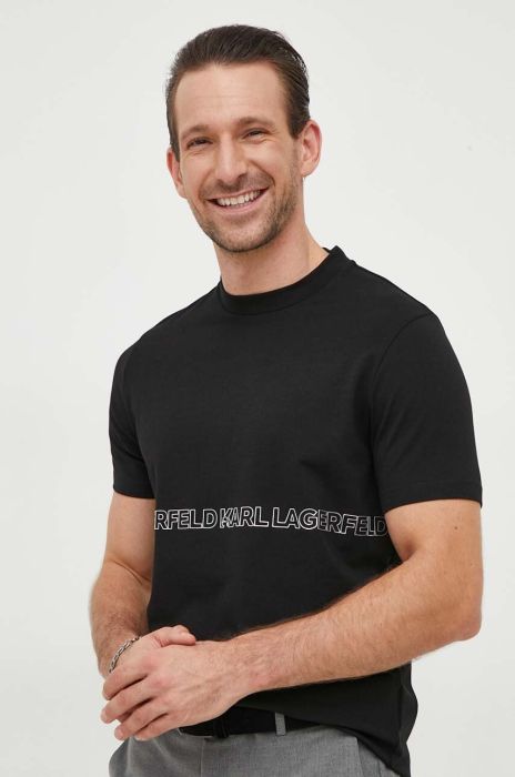 Футболка Karl Lagerfeld чоловічий колір сірий з принтом
