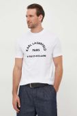 Бавовняна футболка Karl Lagerfeld чоловічий колір білий з аплікацією (3642762)