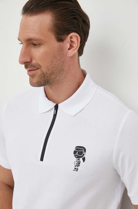 Поло Karl Lagerfeld чоловічий колір білий з принтом (3639557)