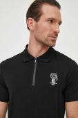 Поло Karl Lagerfeld чоловічий колір чорний з принтом (3639620)