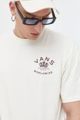 Бавовняна футболка Vans чоловічий колір бежевий з принтом (3681665)