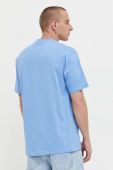 Бавовняна футболка On Vacation з аплікацією колір блакитний