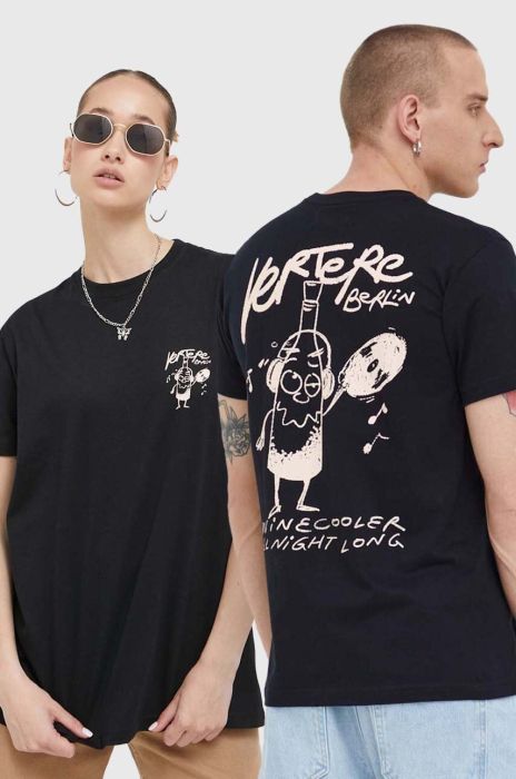 Бавовняна футболка Vertere Berlin колір чорний з принтом (3333332)