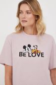 Бавовняна футболка United Colors of Benetton x Disney колір рожевий з принтом