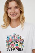 Бавовняна футболка United Colors of Benetton x Disney колір білий з принтом