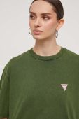 Бавовняна футболка Guess Originals колір зелений однотонний