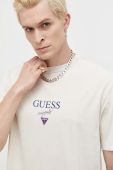 Бавовняна футболка Guess Originals колір бежевий з принтом (3551716)