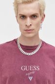 Бавовняна футболка Guess Originals колір фіолетовий з принтом