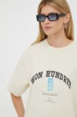 Бавовняна футболка Won Hundred колір бежевий з принтом