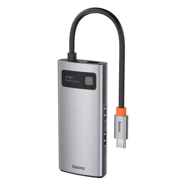 Адаптер Baseus Metal Gleam Series 4 в 1 Multifunctional Type-C HUB Docking Station Type-C to HDMI | USB3.0 | USB2.0 | PD Space Gray (CAHUB-CY0G)