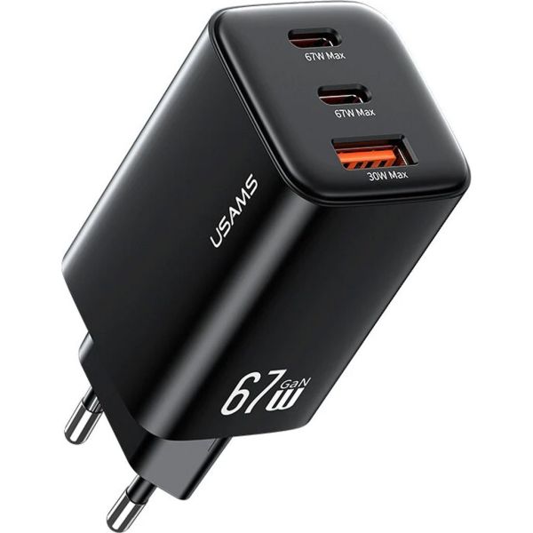 Мережевий зарядний пристрій Usams CC265 GaN 67W Black фото 2
