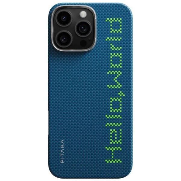 Карбоновий чохол, що світиться Pitaka x Aries Tactile Woven Case Hello World для iPhone 16 Pro Max (KI1602HWTP)