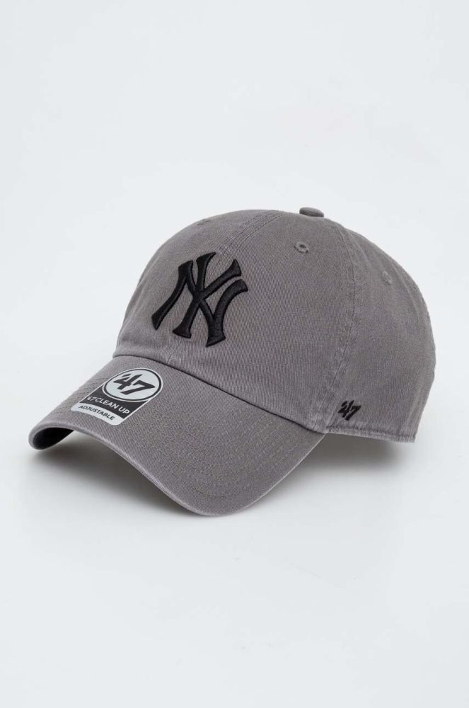Бавовняна бейсболка 47brand MLB New York Yankees колір сірий з аплікацією (3599584)