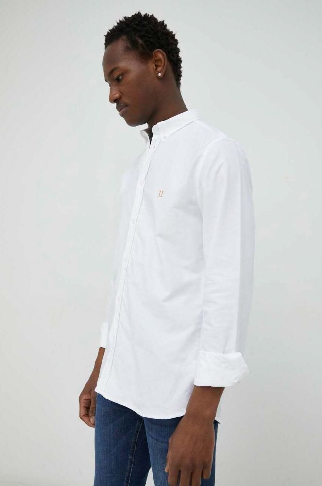 Бавовняна сорочка Les Deux чоловіча колір білий regular комір button-down