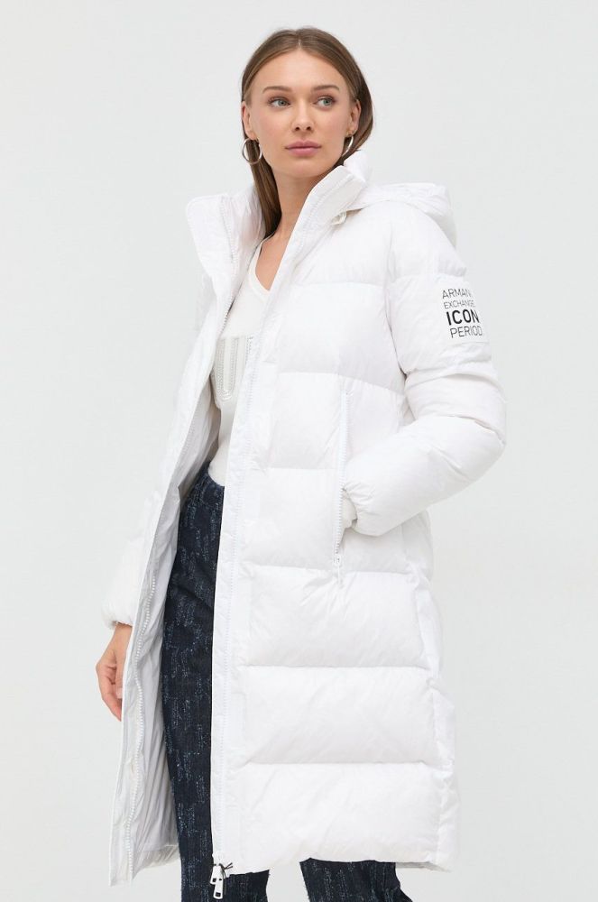 Пухова куртка Armani Exchange жіноча колір білий зимова (2660867)